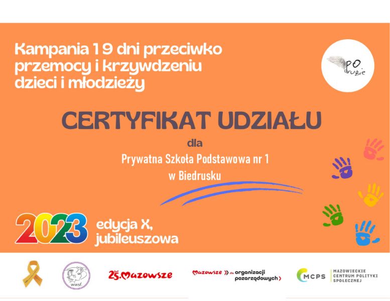Kampania 19 dni - certyfikat
